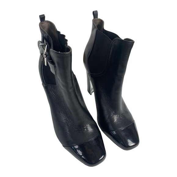 Women’s Pour‎ La Victoire Black Leather & Patent Zip Up Boots  Silver Size 8 SU - Picture 1 of 10